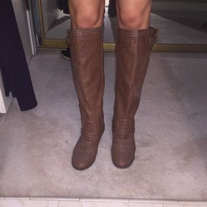 Brown knee high boots