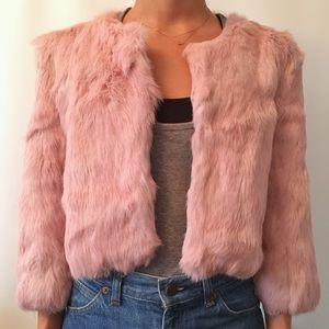 Cropped genuine fur coat