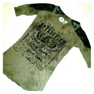 Affliction Ladies Top - Brown and Black