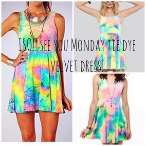 💙💚ISO Tie Dye Velvet Dress by See You Monday💜💛