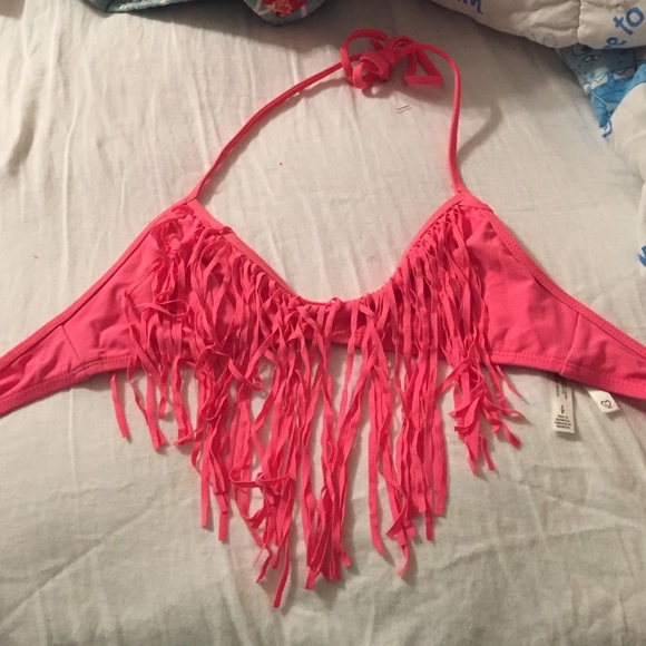 Size small hot pink fringe bathing suit top!