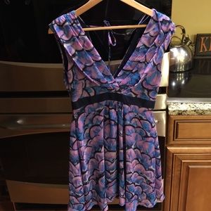 Multi purple colored cap sleeve dress