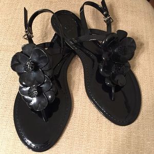 Black Flower Sandals