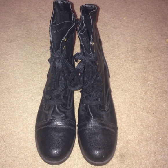 black combat boots