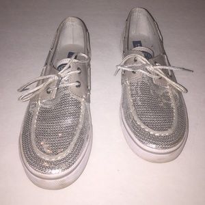 Silver Sequined Sperry's