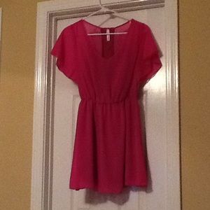 Peppermint Pink Dress with Sheer Overlay
