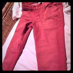 Distressed Red jeans