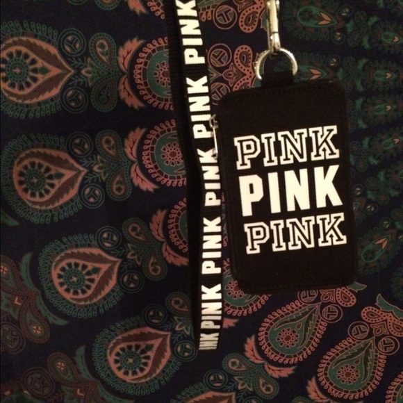 PINK lanyard and ID wallet NWOT