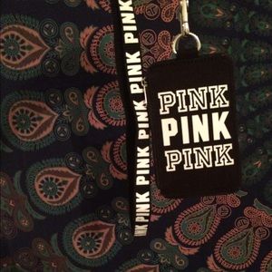 PINK lanyard and ID wallet NWOT
