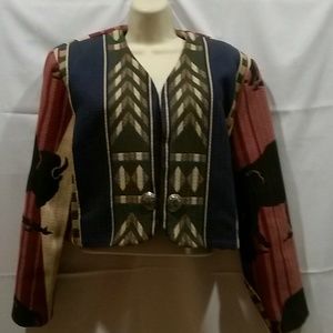 Vintage Southwestern BoHo Tapestry Cowgirl Jacket