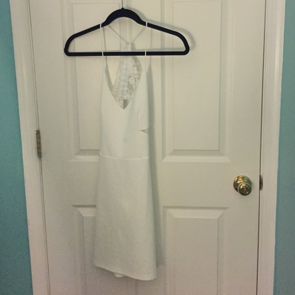 Sheinside white laced back cutout body con dress