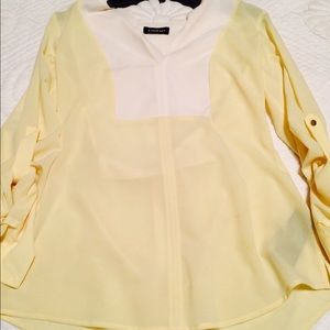 Bebe yellow and white shirt