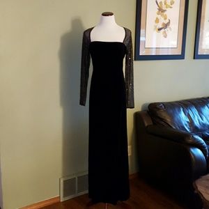Black velvet & beaded gown
