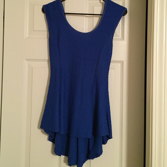 Blue fitted loose Peplum style shirt