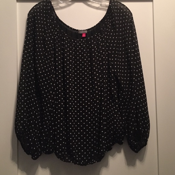 Black and white polka dot blouse