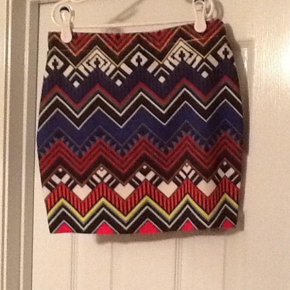 In Style Multicolored Patterned Stretch Mini Skirt