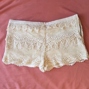 Pins and Needles White Lace Shorts