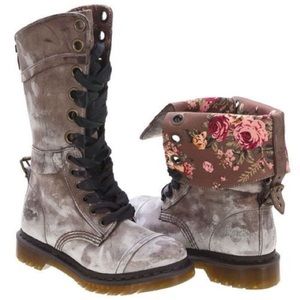 Brown Floral Dr.  Marten Boots