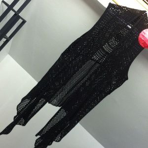 Black crochet vest