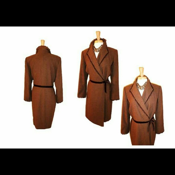 SOLD: Liz Claiborne Brown Tweed Wrap Dress