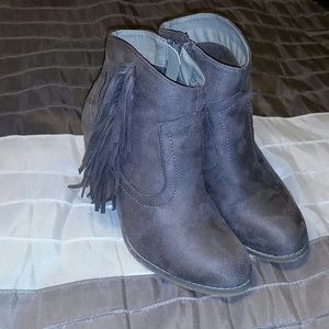 Taupe Fringe Booties
