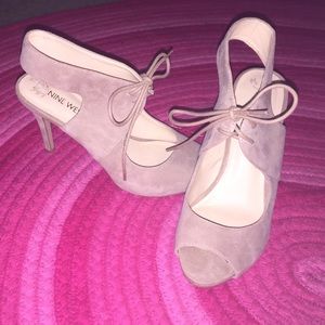 Nine West nude tie pumps
