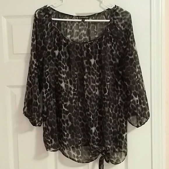 Black and white leopard print sheer tunic.