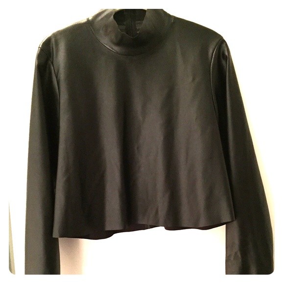 Zara Woman faux leather mock neck top.