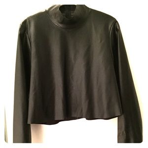 Zara Woman faux leather mock neck top.