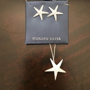 Sterling silver Star necklace and earrings set