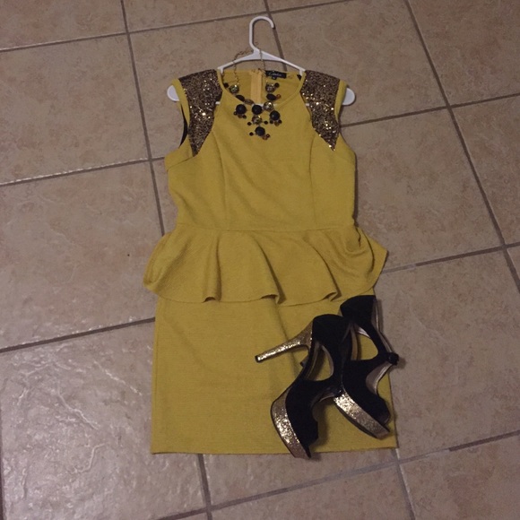 Gold and black sequin dress