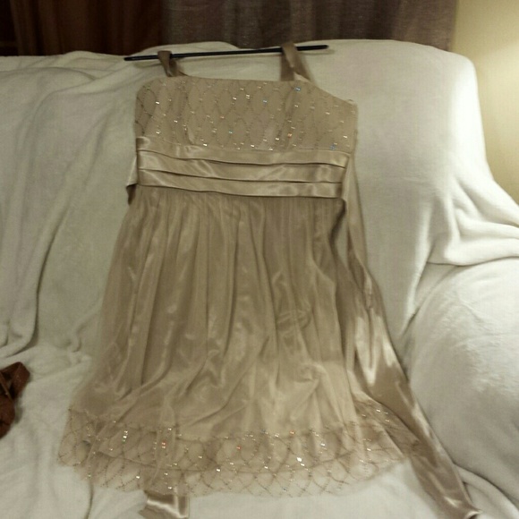 Dress barn beautiful tan sequin dress