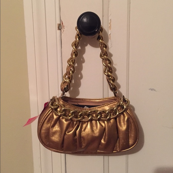 Gold Chain and Metallic Purse