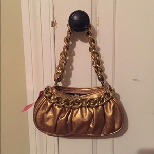 Gold Chain and Metallic Purse