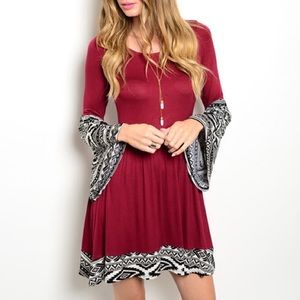 Wine & black Aztec dress
