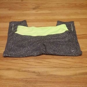 Nike gray and yellow cropped active pants running