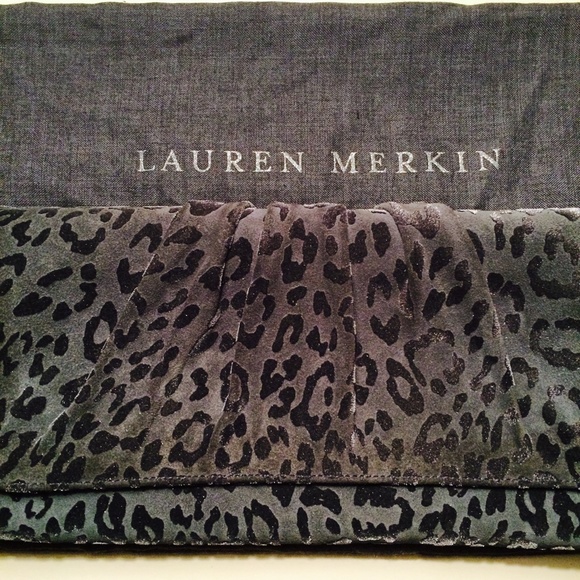 Lauren Merkin Suede Animal Print Clutch