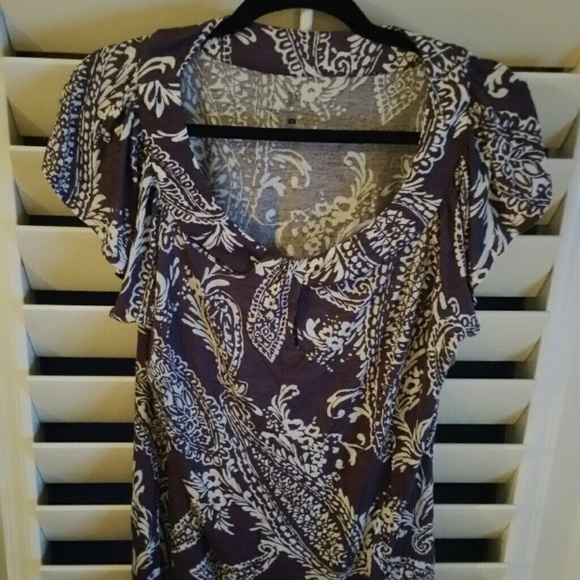 NY & C, eggplant color and white blouse,
