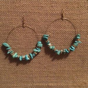 Terquoise diamond hoop earrings