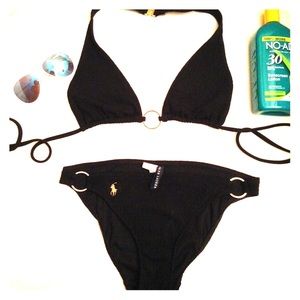 Polo Ralph Lauren Black with Gold Ring Bikini