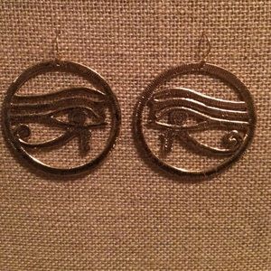 Cool Egyptian inspired gold hoop earrings