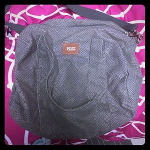 PINK snake skin grey duffle bag