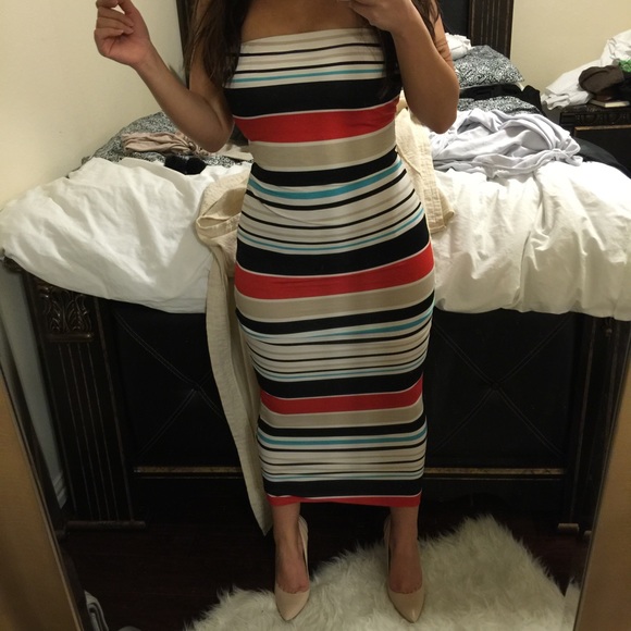 Striped maxi tube dress - Picture 2 of 2