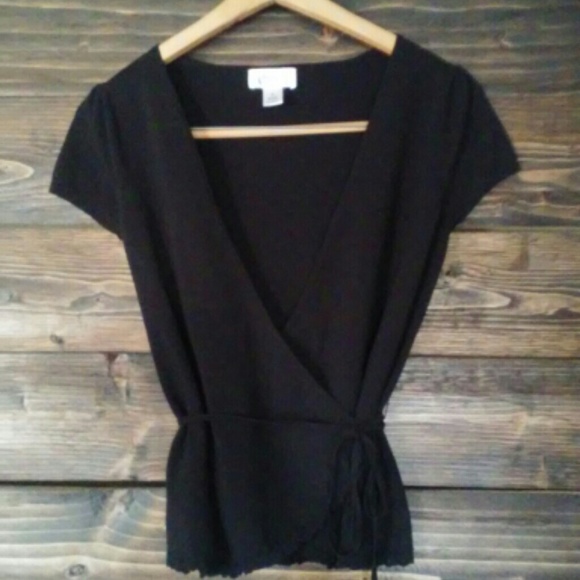 Ann Taylor LOFT black wrap sweater sz Small