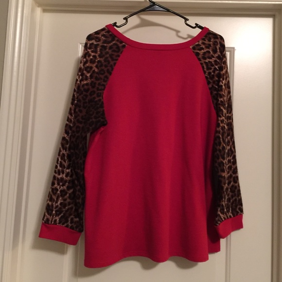 Red leopard print boutique sweater