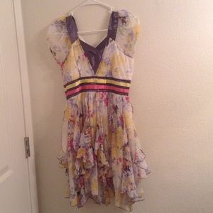 yellow floral chiffon skirt