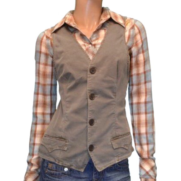 True Religion Brand Tailored Vest in Army Green
