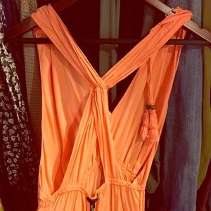 Coral peach open back dress