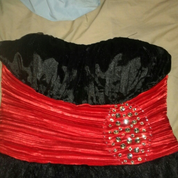 Red Rhinestone Cocktail Dress - Picture 2 of 4