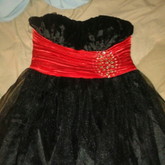 Red Rhinestone Cocktail Dress - Picture 3 of 4